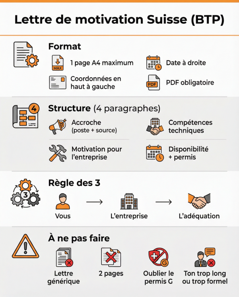infographie règle des 3, lettre de motivation